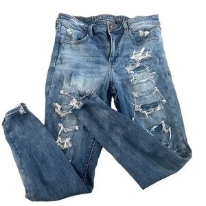 Womens American Eagle Destructed Hi Rise Jeggings Jeans size 8‎